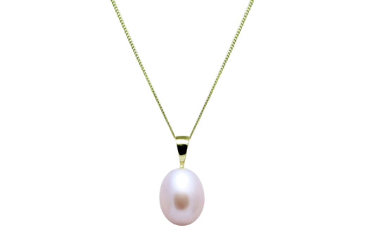 9ct White Gold Pink Freshwater Cultured Pearl 9mm Pendant