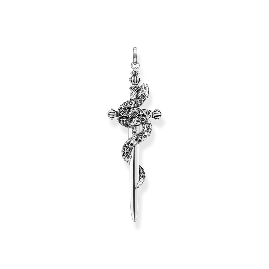Thomas Sabo Black Cubic Zirconia Sword and Snake Pendant PE943-643-11