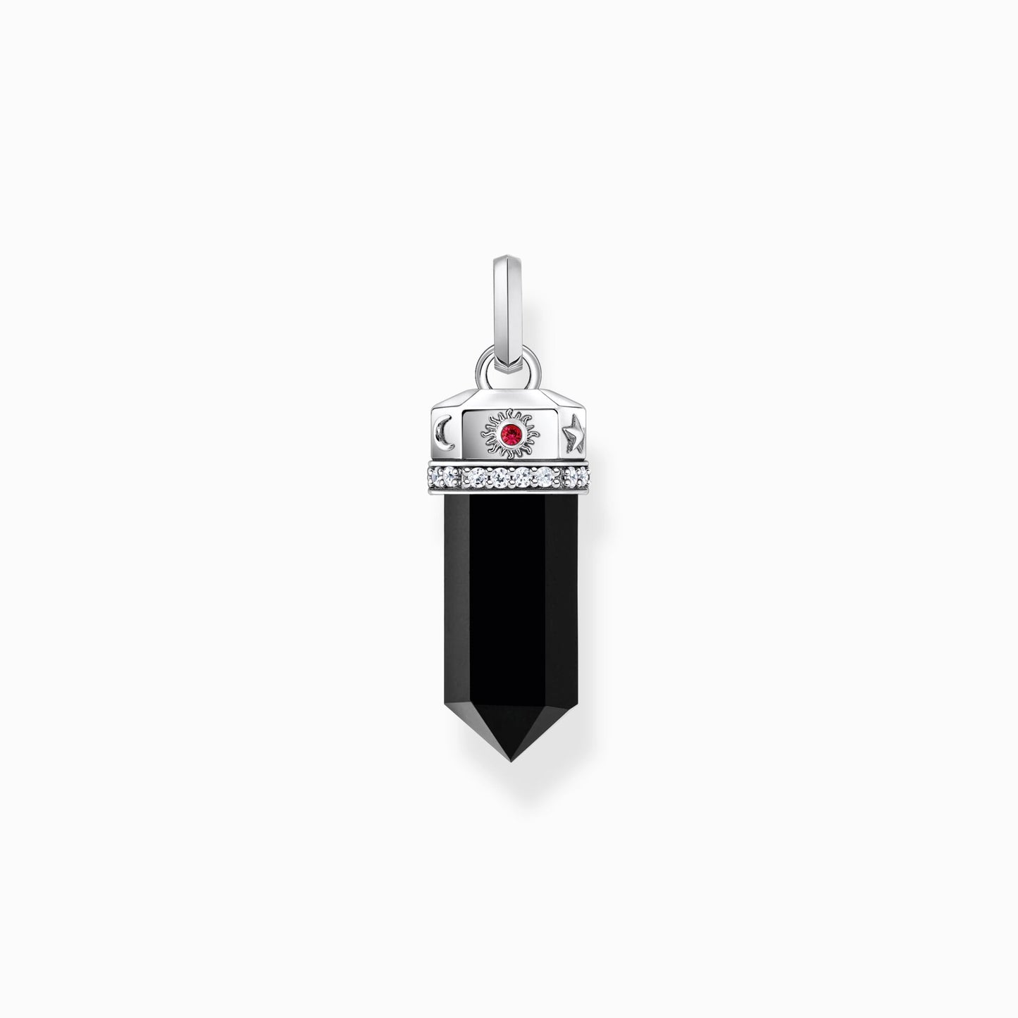 Black Crystal Silver Top Pendant