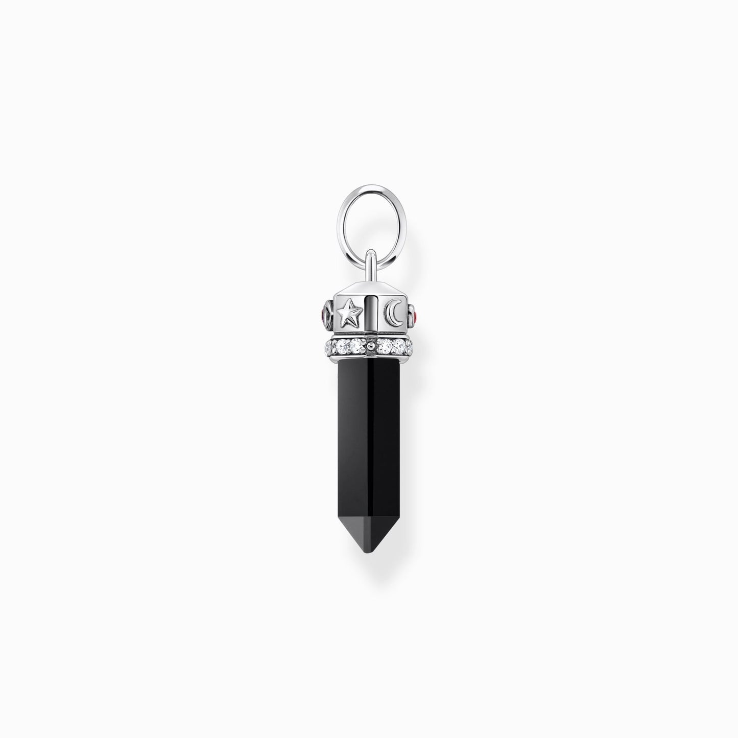 Black Crystal Silver Top Pendant