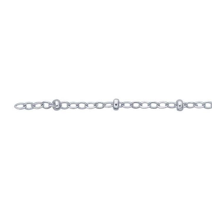 Sterling Silver Cable & Beaded Permanent Anklet 27cms