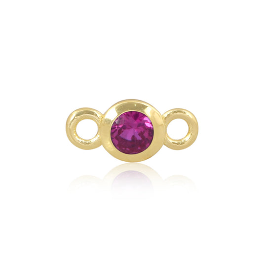 Permanent Yellow Gold Vermeil Connector Bright Pink July PJ-GV2182