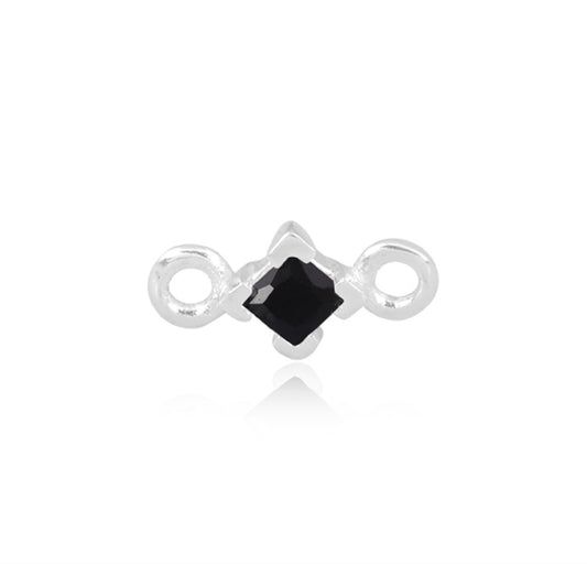 Permanent Sterling Silver Black Square Cubic Zirconia Connector Pj-9252125