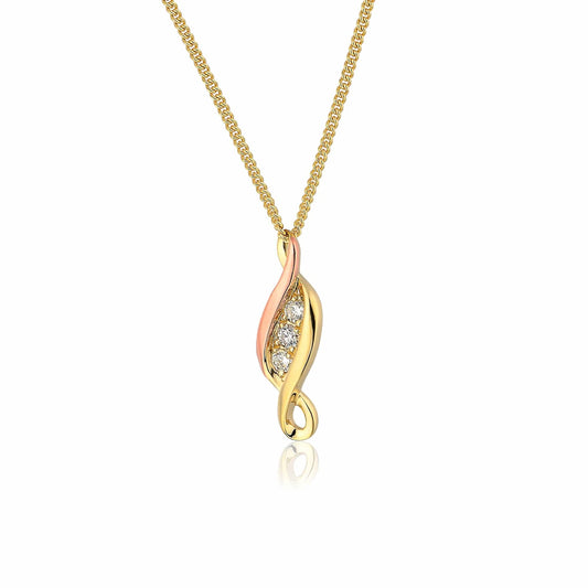 Clogau 9ct Yellow Gold Past Present Future Diamond Necklace