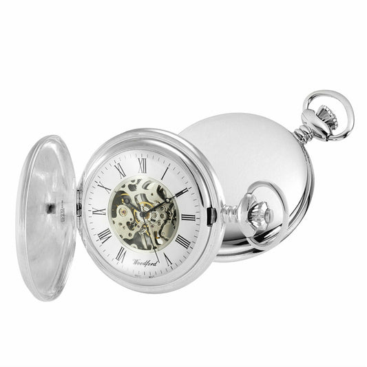 Sterling Silver Polished Skeleton Pocket Watch
