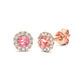 9ct Rose Gold Pink Tourmaline and Diamond Stud Earrings October Birthstone