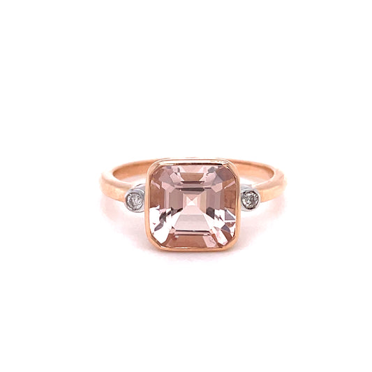 9ct Rose Gold Morganite And Diamond Ring