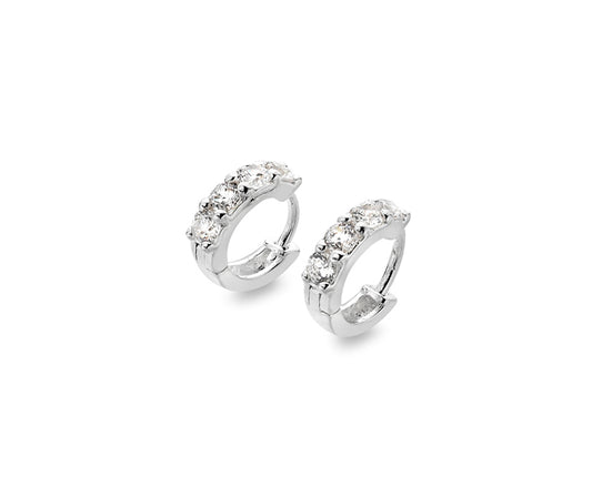 Sterling Silver Round Cubic Zirconia Hoop Earrings