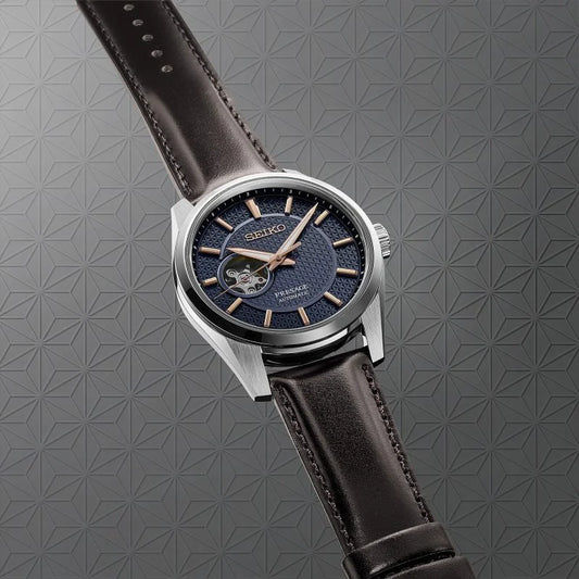 Seiko Presage Open Heart Navy Dial Presage Sharp Edge Gents Watch SPB311J1
