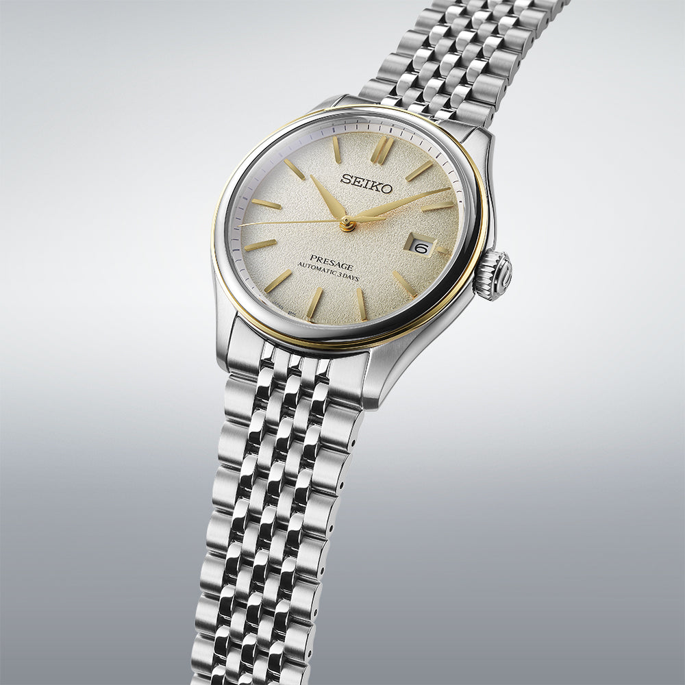 Seiko Presage Classic Series Delicate Cream Silk Dial Bracelet Watch SPB478J1