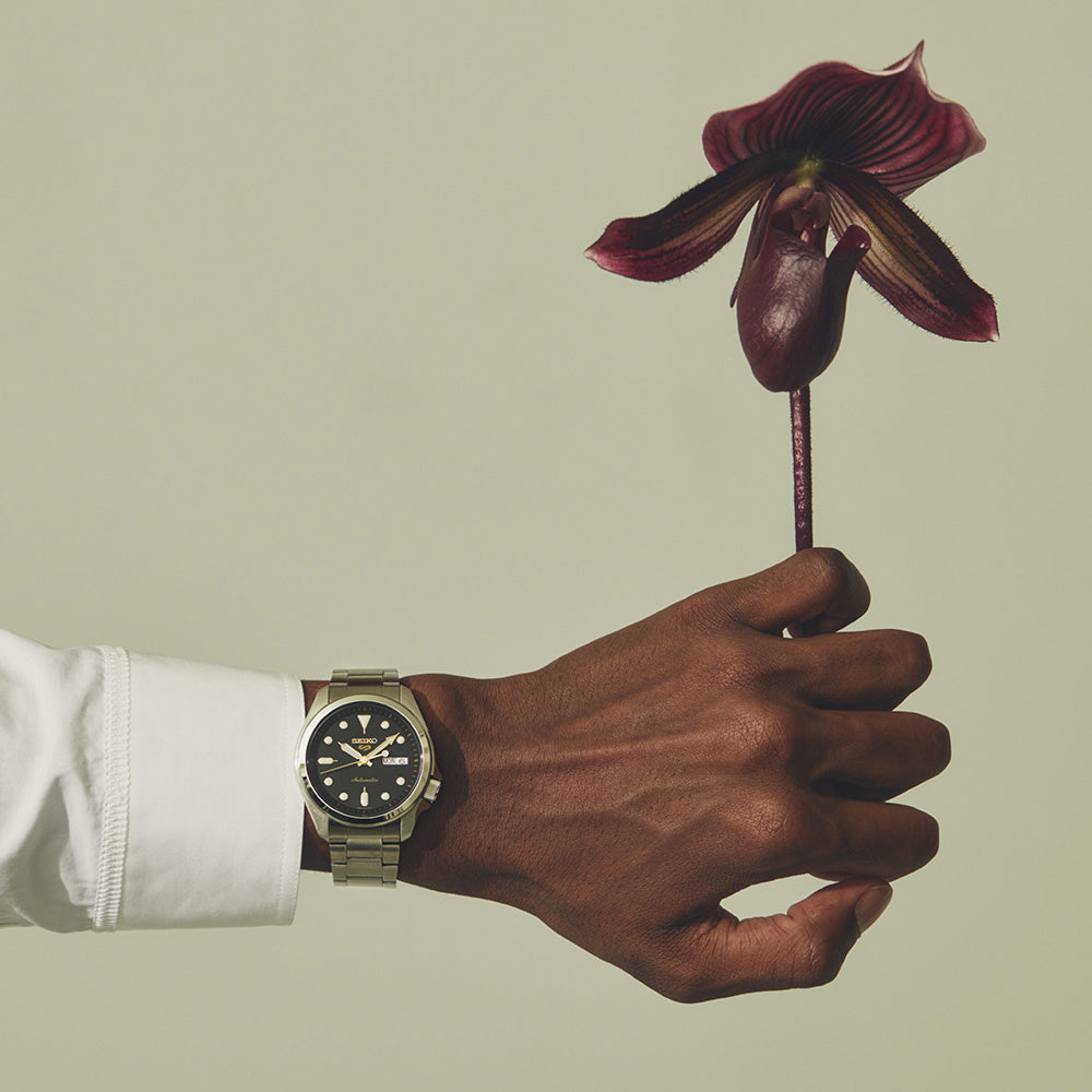 Seiko 5 Black Dial Automatic Stainless Steel Bracelet Watch SRPE57K1