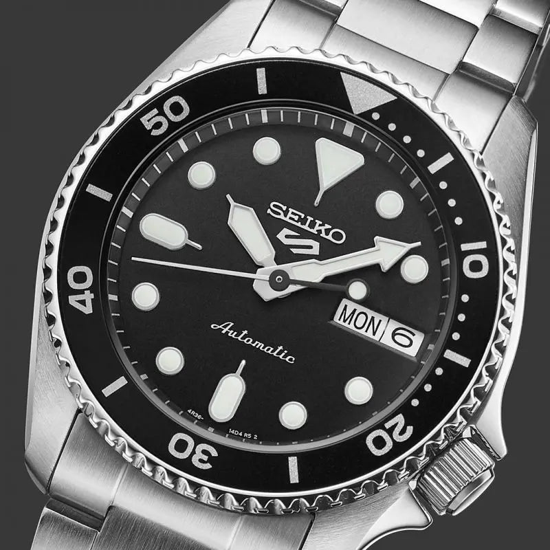 Seiko 5 Sports SKX Midi Black Dial And Bezel Automatic Bracelet Watch SRPK29K1