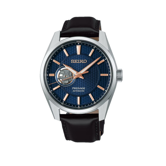 Seiko Presage Open Heart Navy Dial Presage Sharp Edge Gents Watch SPB311J1