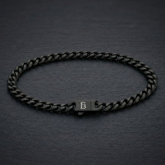 Steel & Barnett Link Chain Bracelet In Black Stainless Steel Small