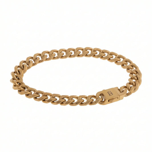 Steel & Barnett Cuban Link Chain Bracelet In Plated 18ct Gold Small