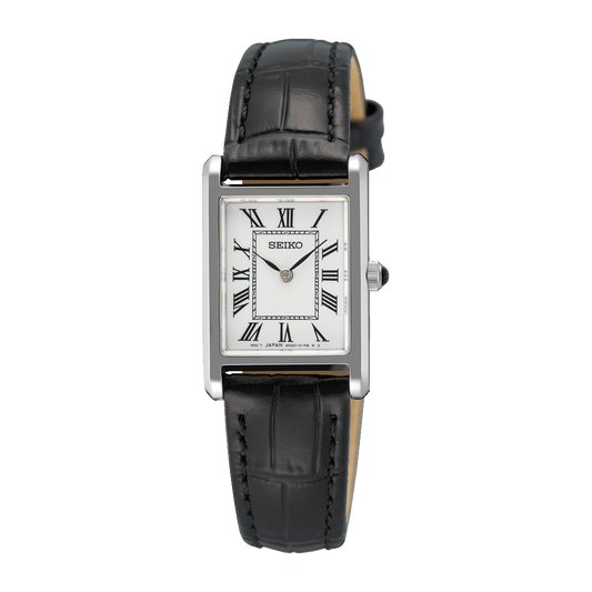 Seiko Ladies Quartz Watch in Silver tone with Leather Strap SWR107P1