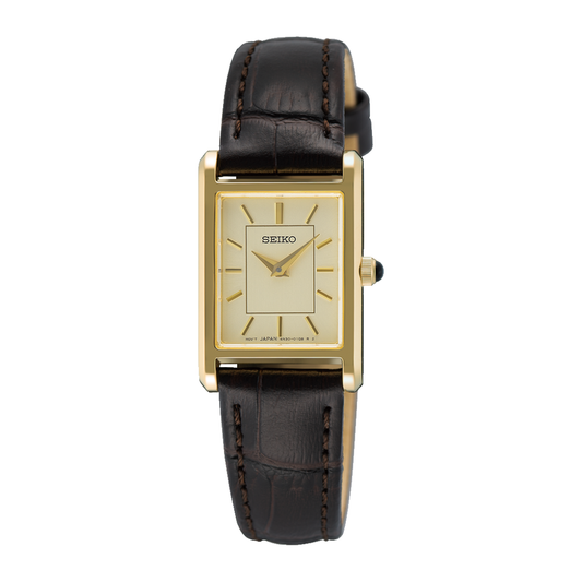 Seiko Ladies Gold Plated Quartz Strap Watch SWR110P1