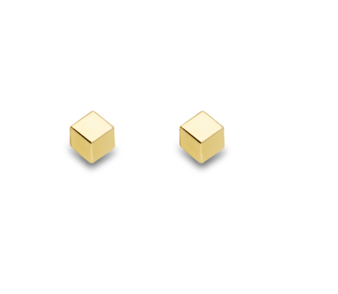 9ct Yellow Gold 3mm Cube Stud Earrings