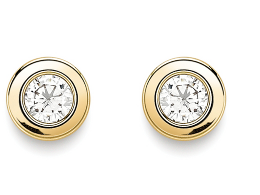 9ct Yellow Gold Cubic Zirconia Stud Earrings