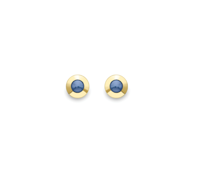 9ct Yellow Gold Sapphire Bezel Stud Earrings