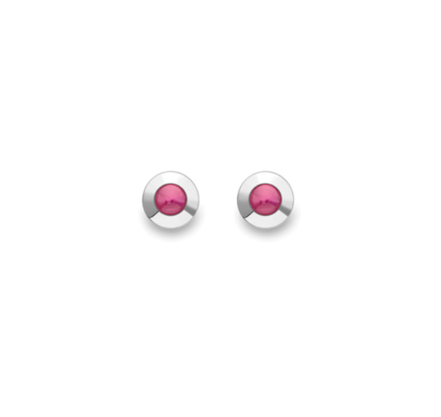 9ct White Gold Ruby Bezel Stud Earrings