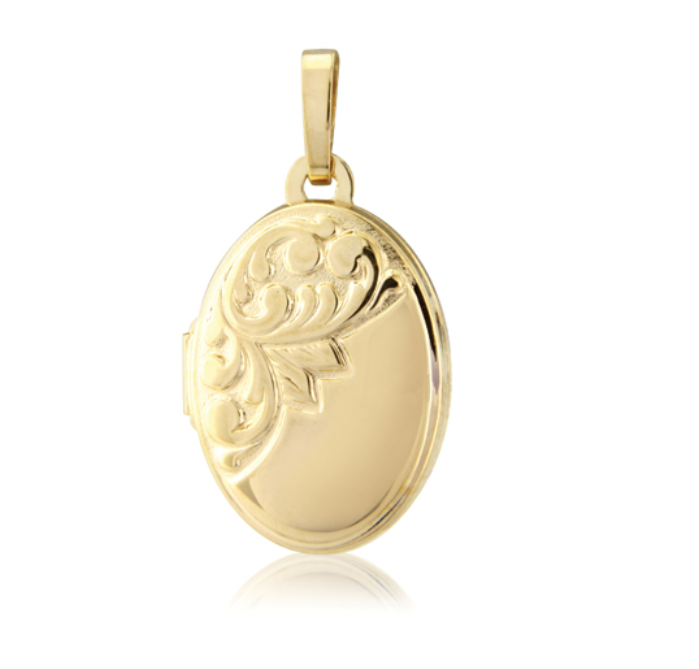 15x11mm Half Engraved 9ct Yellow Gold Locket