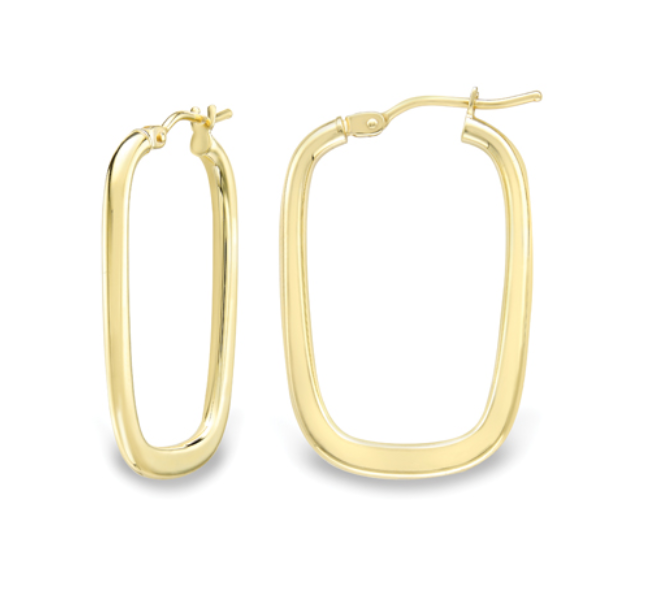 9ct Yellow Gold Oblong Hinged Top Earrings