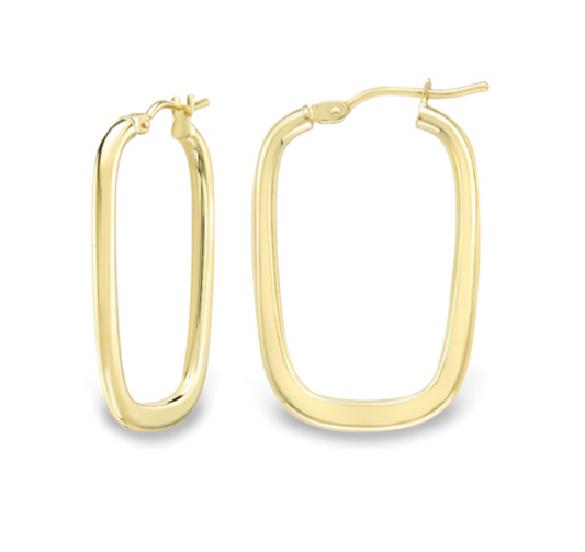 9ct Yellow Gold Oblong Hinged Top Earrings