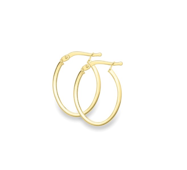 9ct Yellow Gold Oval Hollow Earrings