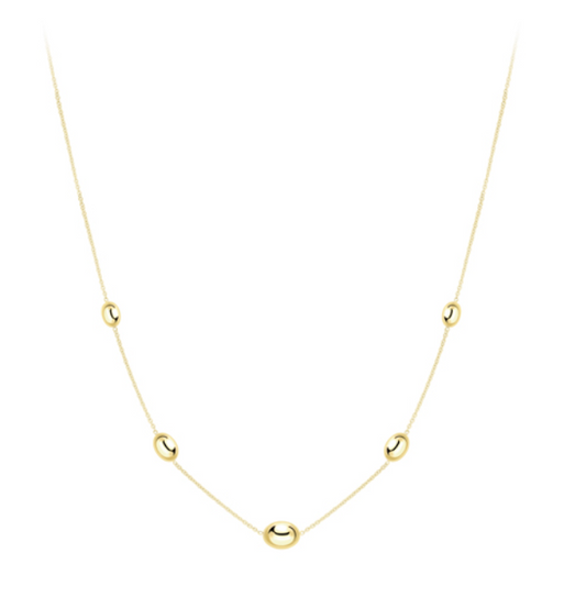 9ct Yellow Gold x5 Oval Balls on Trace Chain