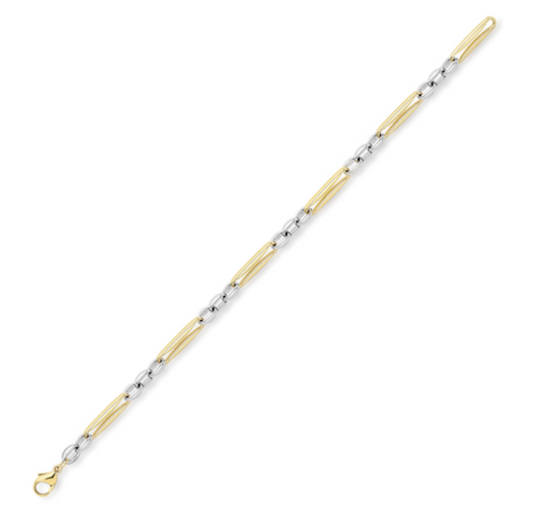 9ct Yellow & White Gold Hollow Link Bracelet