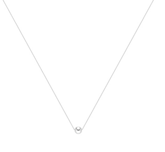 Hollow White Gold Bead & Trace Chain in 9ct White Gold