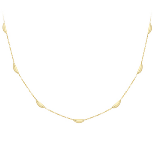 9ct Yellow Gold Demi-Lune Alternated Necklace 17"