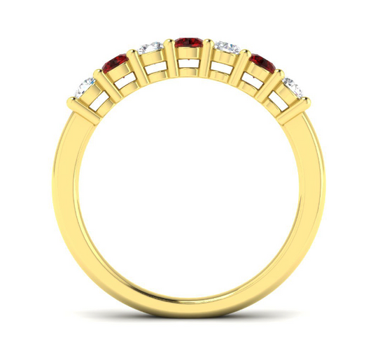 18ct Yellow Gold Ruby and Diamond Half Eternity Ring