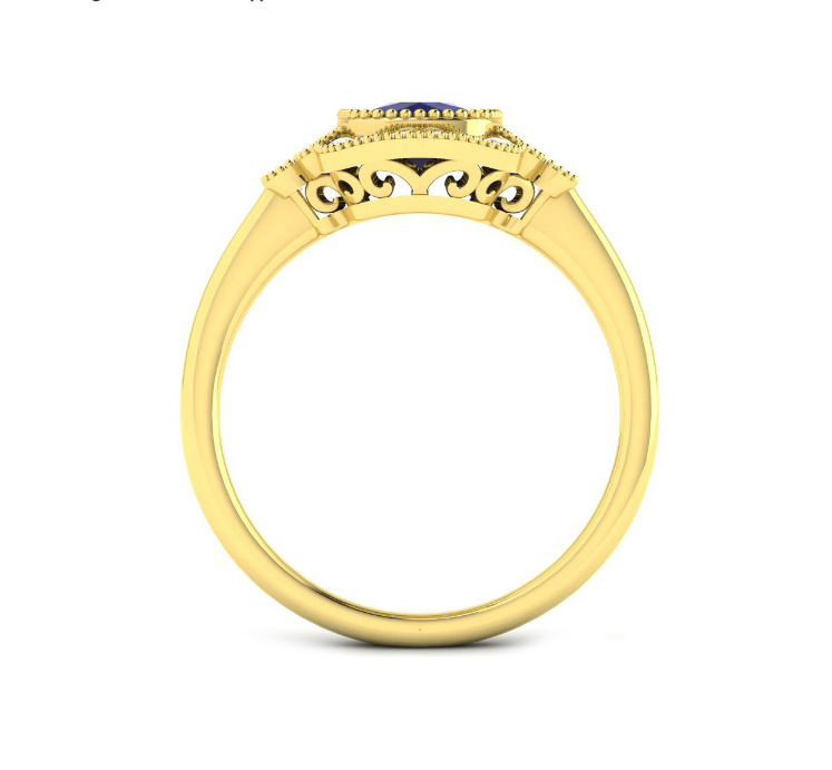 9ct Yellow Gold Sapphire and Diamond Vintage Style Cluster Ring