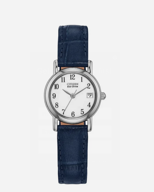 Citizen Ladies Stainless Steel White Dial Navy Strap Watch