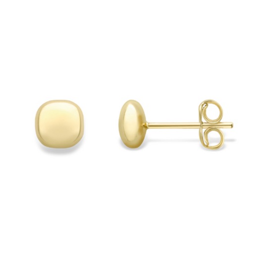 9ct Yellow Gold 5mm Hollow Cushion Shaped Stud Earrings
