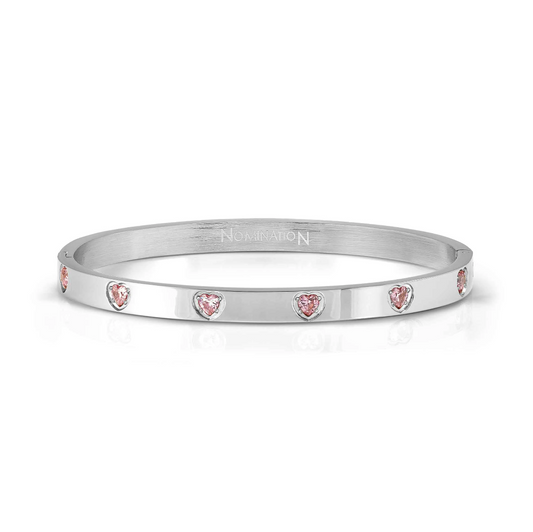 Nomination Pretty Bangles Pink Cubic Zirconia Heart Bangle Medium 029529/002
