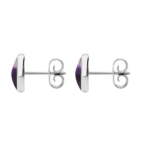 Derbyshire Blue John Sterling Silver 8mm Round Stud Earrings