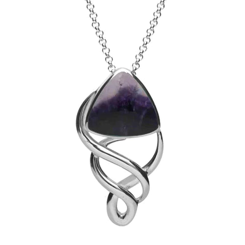 Derbyshire Blue John Sterling Silver Triangle Flow Necklace