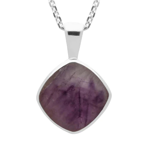 Derbyshire Blue John Sterling Silver Cushion Necklace