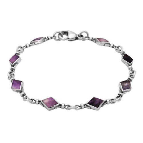 Derbyshire Blue John Sterling Silver Diamond Shaped Bracelet