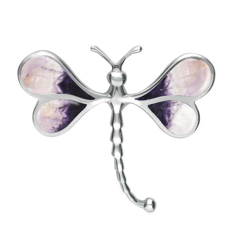 Sterling Silver Derbyshire Blue John Dragonfly Brooch