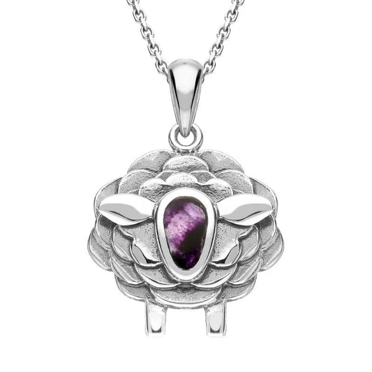 Derbyshire Blue John Sterling Silver Sheep Pendant and Chain