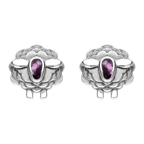 Derbyshire Blue John Sterling Silver Sheep Face Stud Earrings
