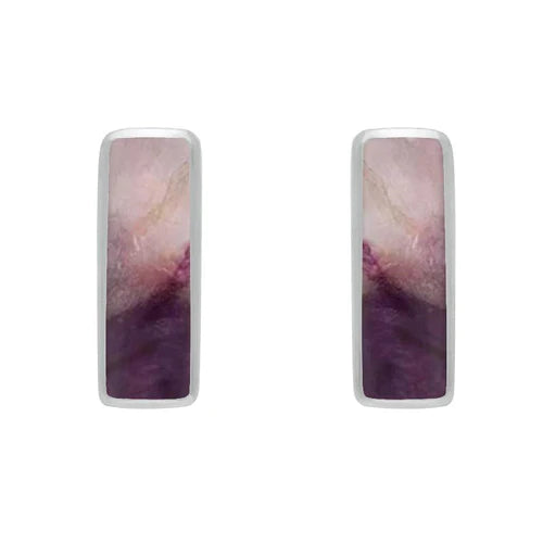 Derbyshire Blue John Sterling Silver Dinky Oblong Earrings