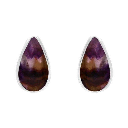 Derbyshire Blue John Sterling Silver Dinky Pear Stud Earrings