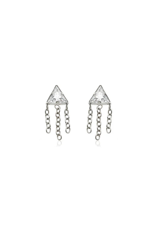 Tish Lyon Labret Titanium Triangle Top and Three Strand Drop Earrings