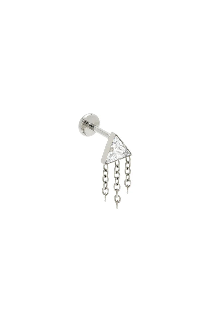 Tish Lyon Labret Titanium Triangle Top and Three Strand Drop Earrings