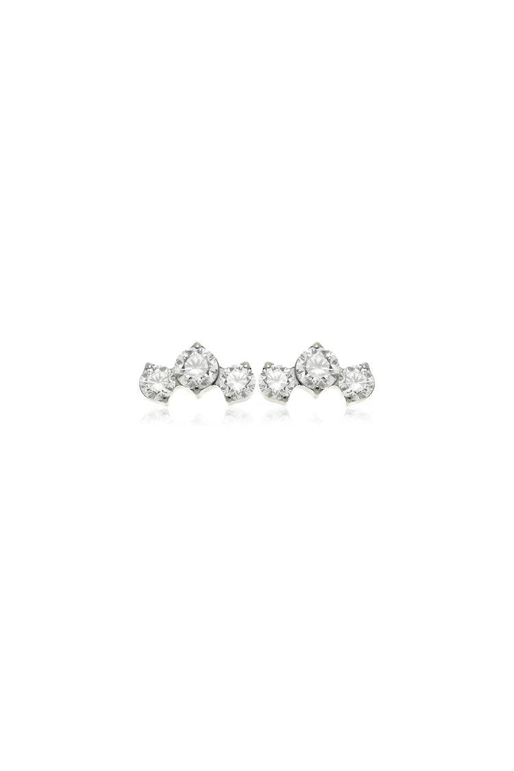 Tish Lyon Labret Titanium Three Stone Shaped Stud Earrings